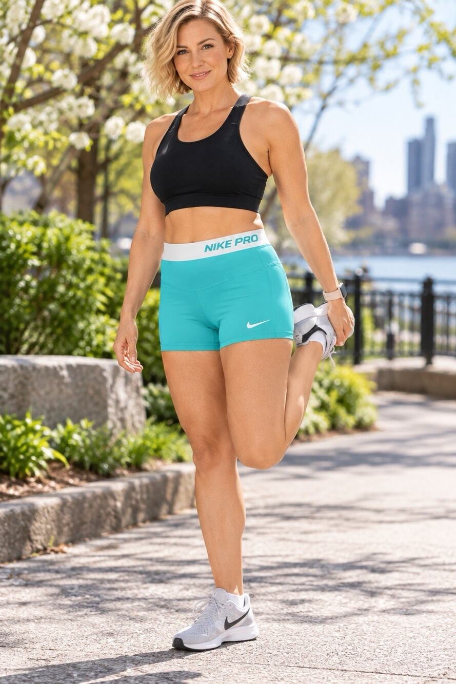 Nike Pro Running Womens Shorts Size Large Green Dri Fit Athleisure Fitness Run